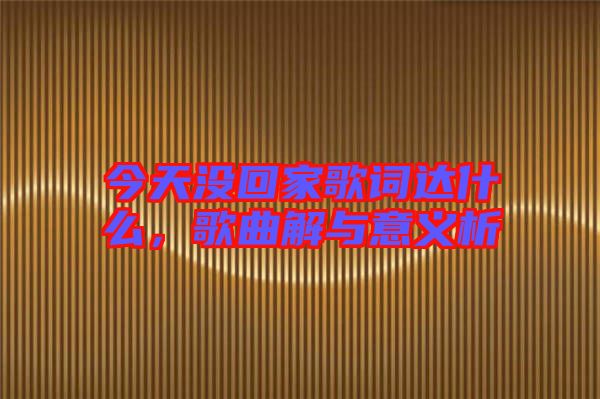 今天沒回家歌詞達(dá)什么，歌曲解與意義析