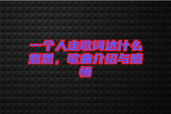 一個(gè)人走歌詞達(dá)什么意思，歌曲介紹與感悟