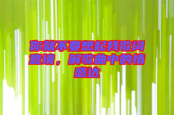 你就不要想起我歌詞意境，解歌曲中的情感達(dá)