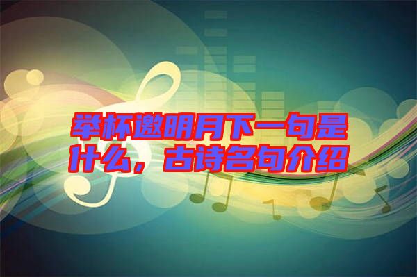 舉杯邀明月下一句是什么，古詩名句介紹