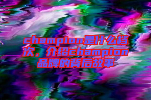 champion是什么檔次，介紹champion品牌的背后故事