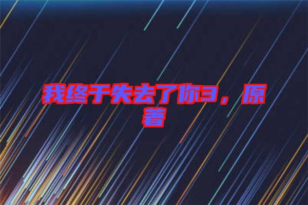 我終于失去了你3，原著