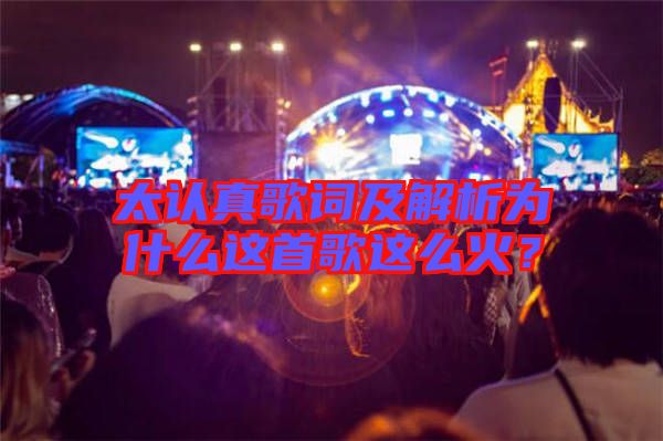 太認(rèn)真歌詞及解析為什么這首歌這么火？