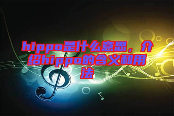 hippo是什么意思，介紹hippo的含義和用法