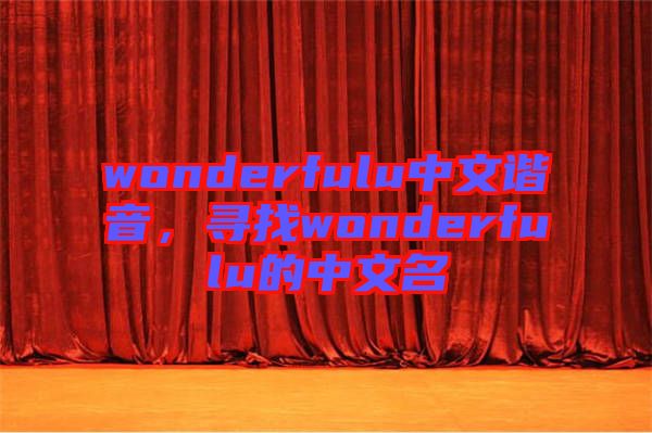 wonderfulu中文諧音，尋找wonderfulu的中文名