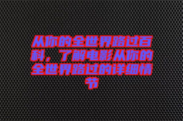 從你的全世界路過(guò)百科，了解電影從你的全世界路過(guò)的詳細(xì)情節(jié)