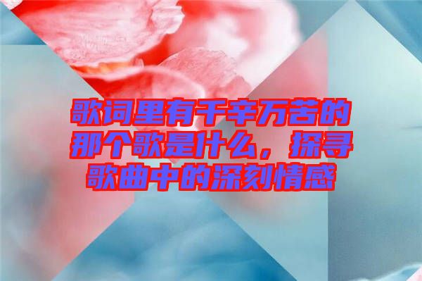 歌詞里有千辛萬(wàn)苦的那個(gè)歌是什么，探尋歌曲中的深刻情感