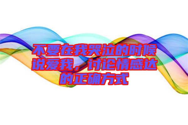 不要在我哭泣的時(shí)候說愛我，討論情感達(dá)的正確方式