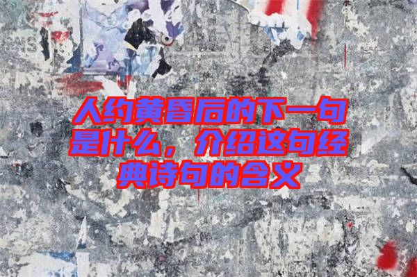 人約黃昏后的下一句是什么，介紹這句經(jīng)典詩句的含義