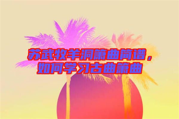 蘇武牧羊洞簫曲簡(jiǎn)譜，如何學(xué)習(xí)古曲簫曲