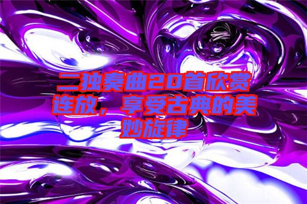二獨奏曲20首欣賞連放，享受古典的美妙旋律