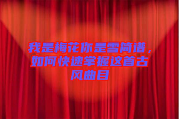 我是梅花你是雪簡譜，如何快速掌握這首古風曲目