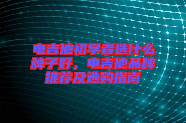 電吉他初學者選什么牌子好，電吉他品牌推薦及選購指南