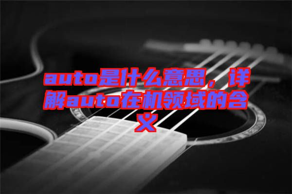 auto是什么意思，詳解auto在機(jī)領(lǐng)域的含義