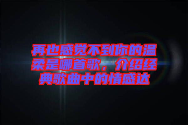 再也感覺不到你的溫柔是哪首歌，介紹經典歌曲中的情感達
