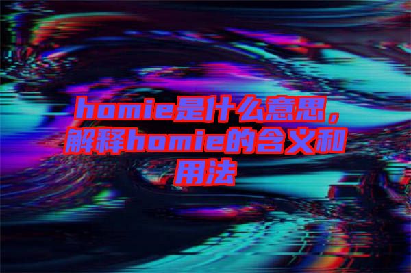 homie是什么意思，解釋homie的含義和用法