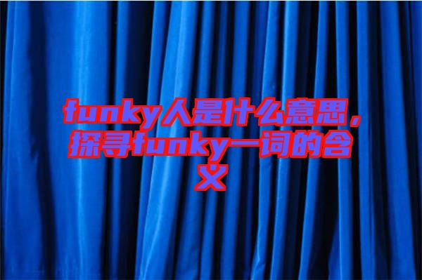 funky人是什么意思，探尋funky一詞的含義