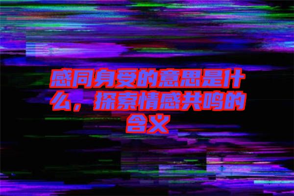 感同身受的意思是什么，探索情感共鳴的含義