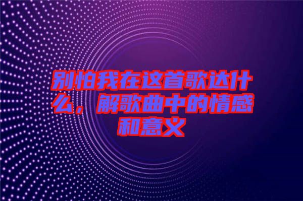 別怕我在這首歌達什么，解歌曲中的情感和意義