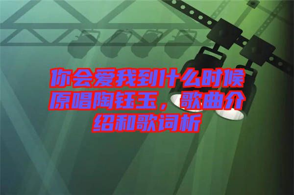 你會(huì)愛(ài)我到什么時(shí)候原唱陶鈺玉，歌曲介紹和歌詞析