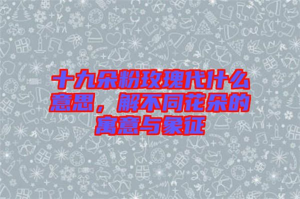 十九朵粉玫瑰代什么意思，解不同花朵的寓意與象征