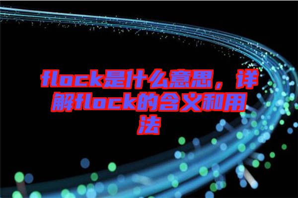 flock是什么意思，詳解flock的含義和用法