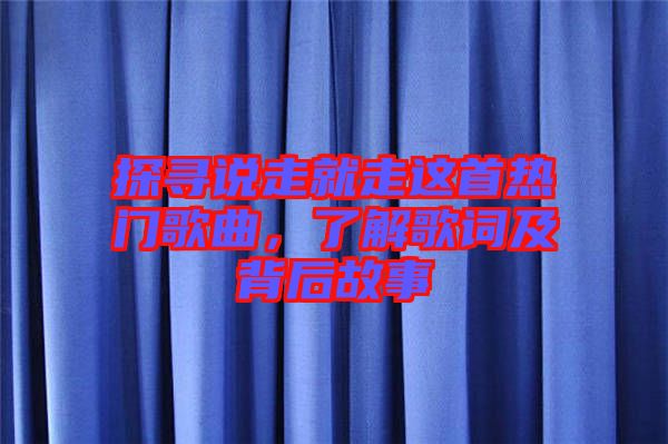 探尋說走就走這首熱門歌曲，了解歌詞及背后故事