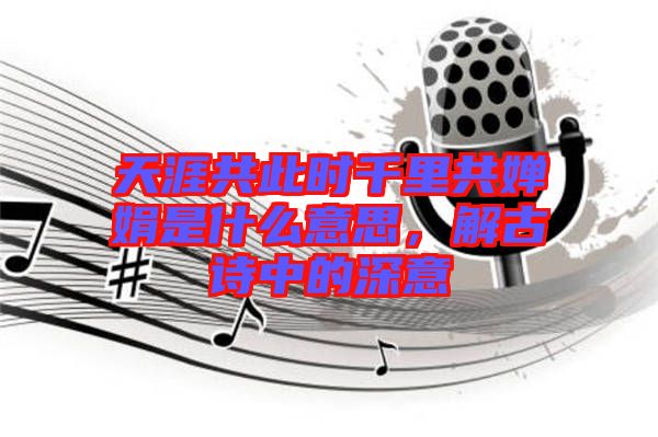 天涯共此時千里共嬋娟是什么意思，解古詩中的深意