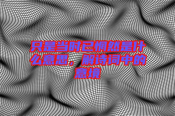 只是當(dāng)時已惘然是什么意思，解詩詞中的意境