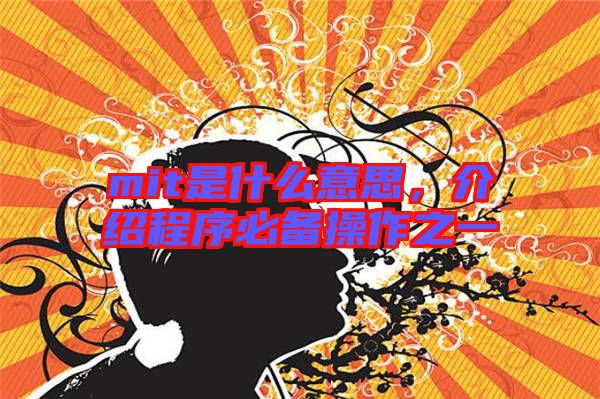 mit是什么意思，介紹程序必備操作之一