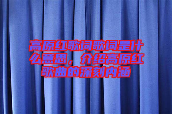高原紅歌詞歌詞是什么意思，介紹高原紅歌曲的深刻內涵