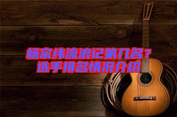 楊宗緯流浪記第幾名？選手排名情況介紹