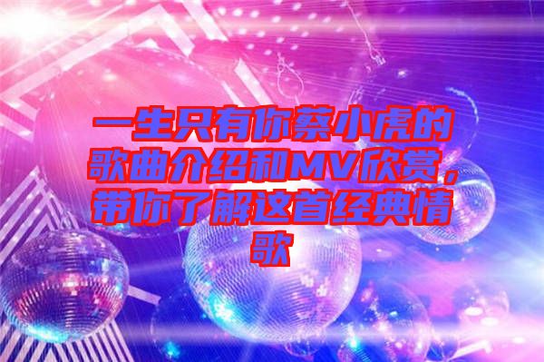 一生只有你蔡小虎的歌曲介紹和MV欣賞，帶你了解這首經(jīng)典情歌