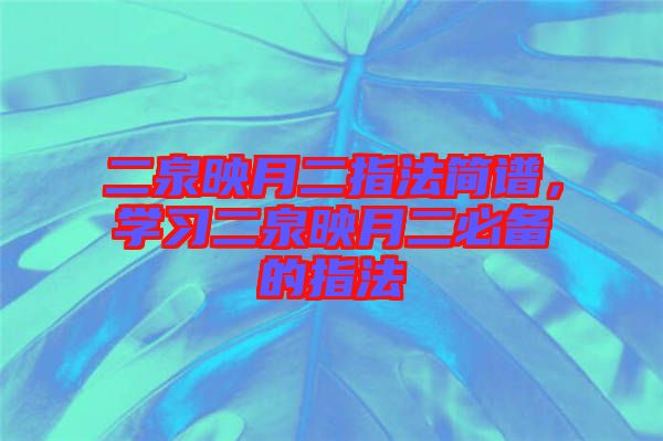 二泉映月二指法簡譜，學習二泉映月二必備的指法