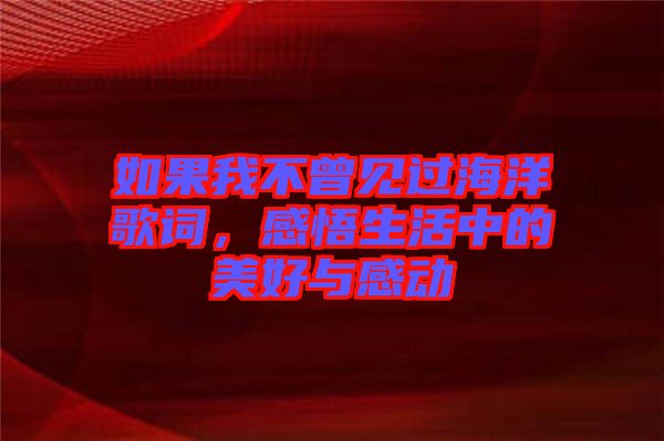 如果我不曾見過海洋歌詞，感悟生活中的美好與感動