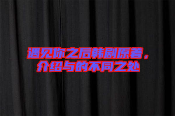 遇見你之后韓劇原著，介紹與的不同之處