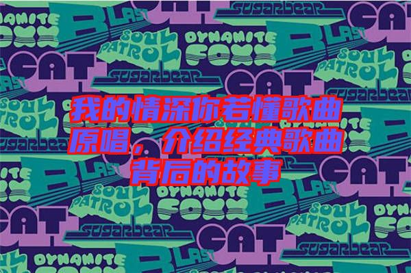 我的情深你若懂歌曲原唱，介紹經(jīng)典歌曲背后的故事