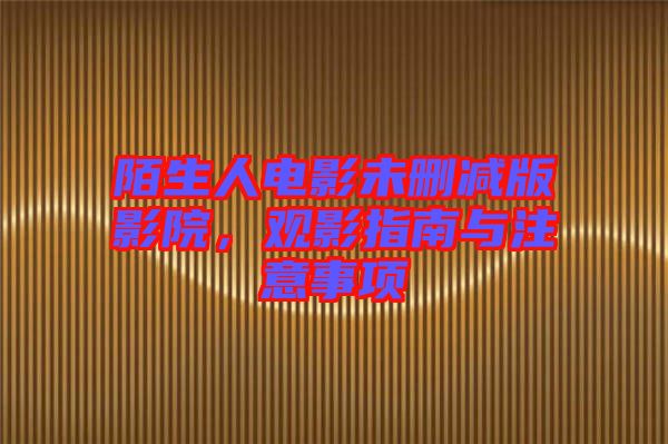 陌生人電影未刪減版影院，觀影指南與注意事項