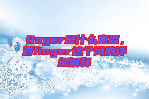 finger是什么意思，對finger這個詞的詳細解釋