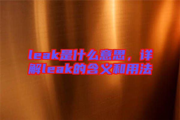 leak是什么意思，詳解leak的含義和用法