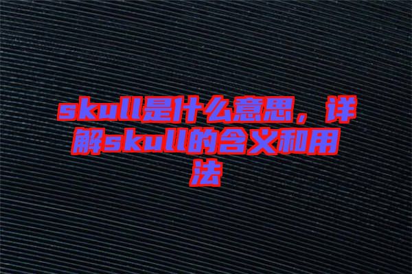 skull是什么意思，詳解skull的含義和用法