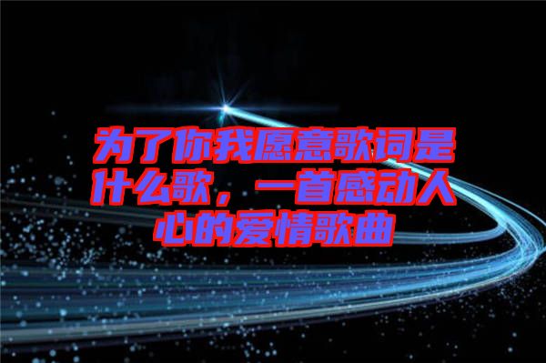 為了你我愿意歌詞是什么歌，一首感動人心的愛情歌曲
