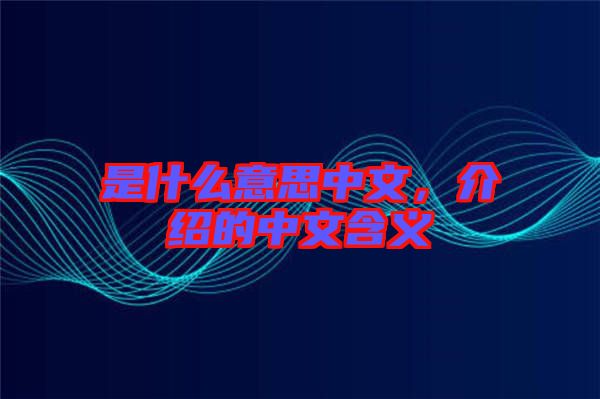是什么意思中文，介紹的中文含義