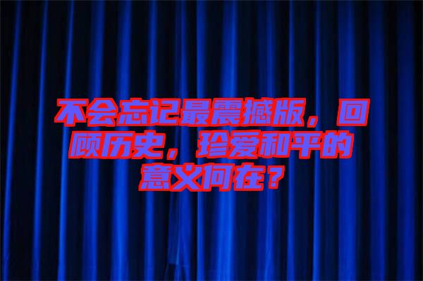 不會忘記最震撼版，回顧歷史，珍愛和平的意義何在？