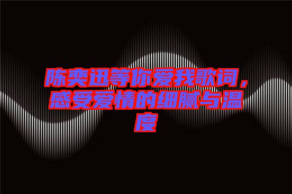 陳奕迅等你愛(ài)我歌詞，感受愛(ài)情的細(xì)膩與溫度