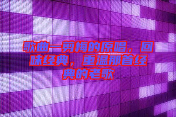 歌曲一剪梅的原唱，回味經(jīng)典，重溫那首經(jīng)典的老歌