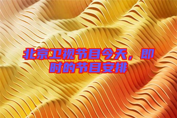 北京衛(wèi)視節(jié)目今天，即時(shí)的節(jié)目安排