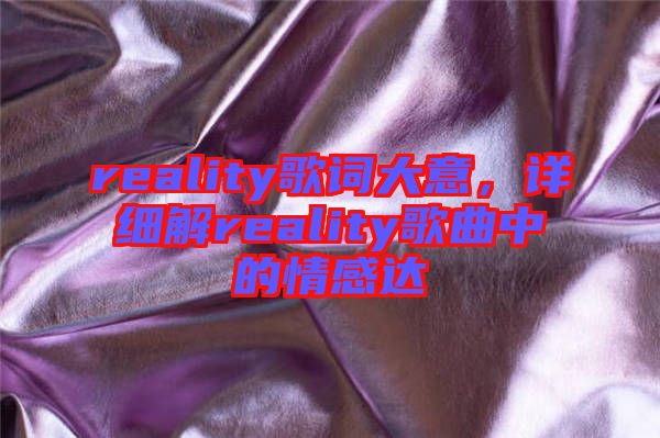reality歌詞大意，詳細解reality歌曲中的情感達
