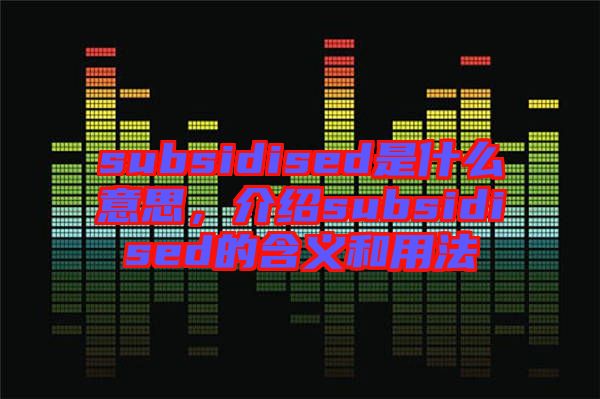 subsidised是什么意思，介紹subsidised的含義和用法