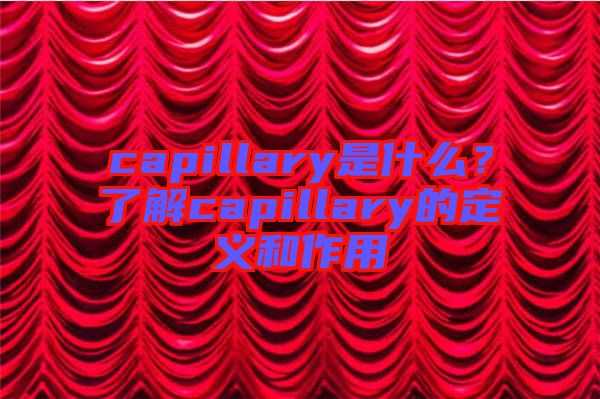 capillary是什么？了解capillary的定義和作用